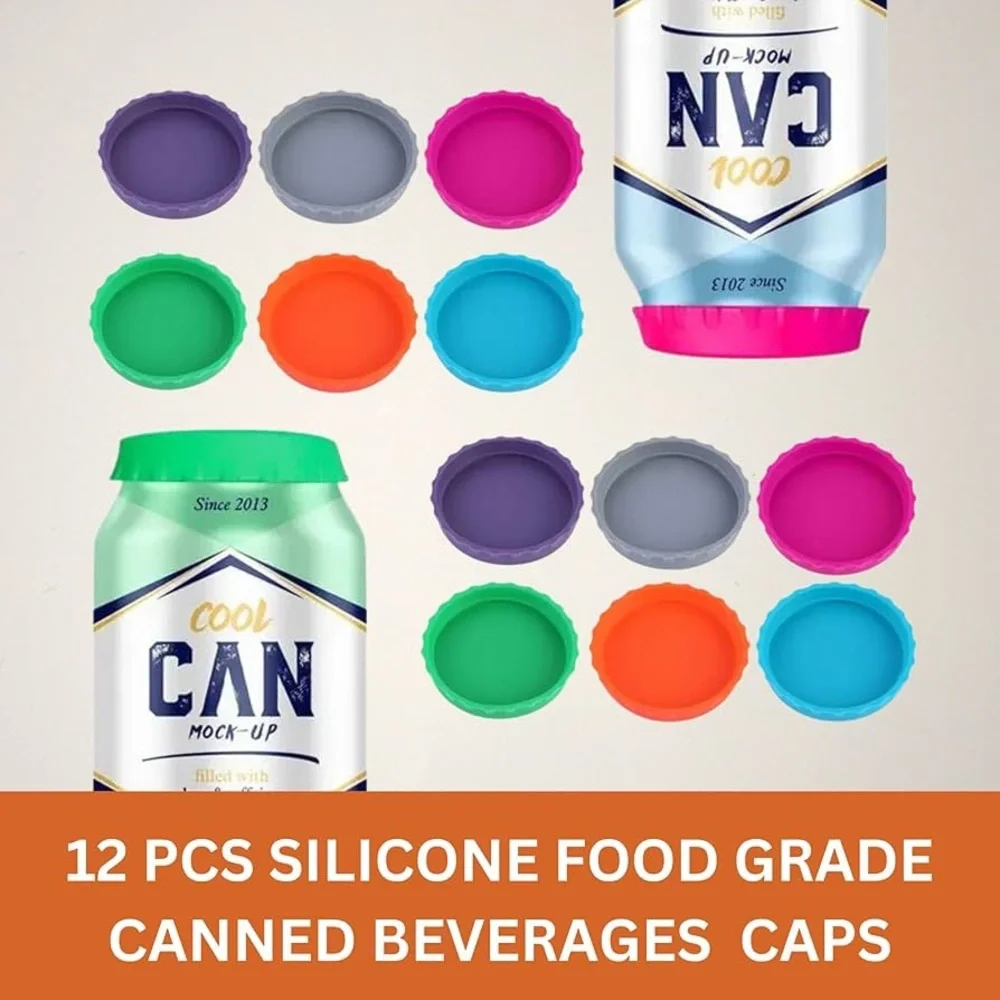 Colorful Party Silicon Beer Caps Can Covers and Can Opener Bundle NIB PACK OF 36